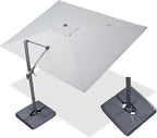 PURPLE LEAF 10' X 13' Rectangle Cantilever Umbrella with Base Outdoor Large Aluminum Patio Umbrella with 3-Year Fade Resistance Recycled Fabric and 360-degree Rotation for Deck Pool, Pebble Grey