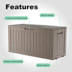 EasyUp 90 Gallon Outdoor Deck Box Waterproof, UV Resistant Resin Outdoor Storage Box for Delivery, Porch, Patio and Garden, Gray
