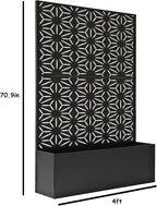 Oakland Living 6 ft. X 4 ft. Black Freestanding Metal Privacy Screen Room Divider with Flower Box