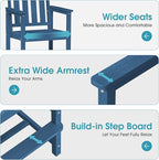 Ciokea Heavy Duty Bar Height Chair, 380lbs Outdoor Adirondack Tall Bar Chair Patio Stool with Arms & High Back, Heavy Duty All-Weather for Balcony, Poolside, Deck and Garden, Navy Blue
