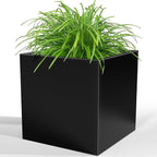 Metal Large Planter Box 26" L x 26" W x 26", Heavy Duty Tall Rectangle Outdoor Planter Box with Removable Insert Shelves for Porch, Garden, Patio, Yard (Black)