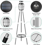 2 Pack Solar Lights with Plant Stand, Outdoor Floor Lamps, Waterproof Solar Powered Floor Lamps for Patio Deck Porch Yard Garden Decor
