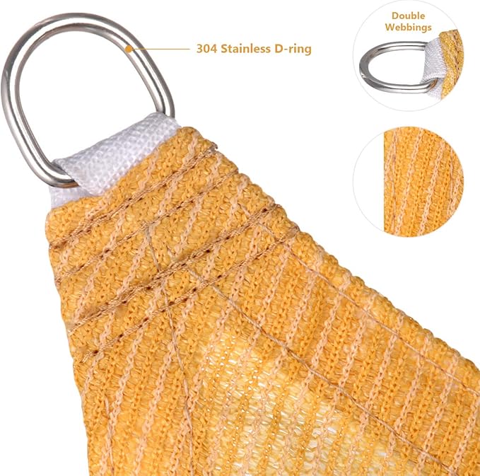 Eden's Decor Straight Flat-Edged Sun Shade Sail Rectangular 16' x 17' Wheat UV-Blocking Outdoor Canopy Fabric Cloth Awning for Pergola Patio Garden Backyard Custom Size
