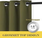 NICETOWN Patio Door Curtain Sound Blocking, Bedroom Privacy Room Divider Curtain, Thermal Insulated Blackout Closet Sliding Door Shade (1 Panel, 100" Wide x 120" Long, Olive Green)