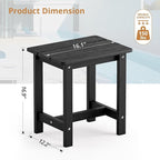 LUE BONA Outdoor Side Table, HDPS Small Outdoor Adirondack Side Tables, Outside End Table for Patio, Porch, Deck, Pool, Weather Resistant/Easy Maintenance, Black