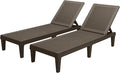 Greesum Outdoor Chaise Lounge Chairs Set of 2 with 5-Position Adjustable Backrest, Waterproof PP Sun Chaise Loungers for Garden Pool Beach Patio Deck Sunbathing, Brown
