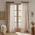 1” Diameter Curtain Rods Itself is 30 to 144 inch 2 Pack Fit 30-142 inch, 66 to 120 inch Window with Heavy Duty Adjustable Rod Matte Wood Grain Splicing Metal Extra Long Curtain Rod for Windows