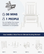 KINGYES Oversized Outdoor Rocking Chair Set of 4, All-Weather Patio Rocking Chairs for Porch, HDPE Outdoor Patio Rockers with High Back & Wide Seat for Garden, Lawn, White