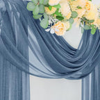 Outdoor Curtain Chiffon Arch Drape, Dusty Blue Sheer, 29 x 236 In