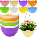 Bvrbaory 8 Pack Multicolor Hanging Planter Pots,8 Colors Garden Hanging Planters,Round Hanging Basket Pot for Indoor Outdoor Garden,Home Decor,with Water Tray Metal Chain