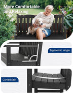 Outdoor Bench Set of 2, Weatherproof Garden Benches for Outdoors, All Weather HIPS Patio Bench Holds up to 800lbs, Never Rot or Fade, Comfort Bench for Porch Garden Patio Yard and Park(Black)