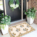 Outdoor Rug, 2 x 3 ft Floral Scalloped Edge Entry Mat in Beige