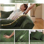 78.7" Chaise Lounge Chair Indoor, Oversized Boneless Couch Comfy Upholstered Sleeper Sofa Bed with 3 Pillows, Corduroy Cloud Reading Chair for Living Room No Assembly Required, Green