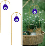 Plant Trellis for Climbing Plants indoor Evil Eye Decorations Mini Metal Houseplant Climber Support for Potted Plants Trellis Metal Yard Art Garden Stakes Decorative Indoor Outdoor 2 Pack Ivy