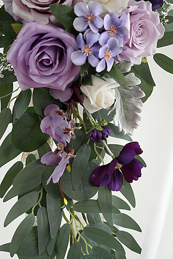 Artificial Flowers Arch Swag Kit, Purple Silk and Foam, 26Ft Fabric