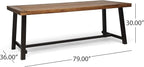 Great Deal Furniture Beau Outdoor Eight Seater Wooden Dining Table, Teak and Rustic Metal Finish