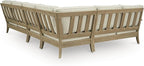 Signature Design by Ashley Clare View Left-Arm Facing Contemporary 4-Piece Outdoor Sectional with Cushion and 6 Throw Pillows, Beige
