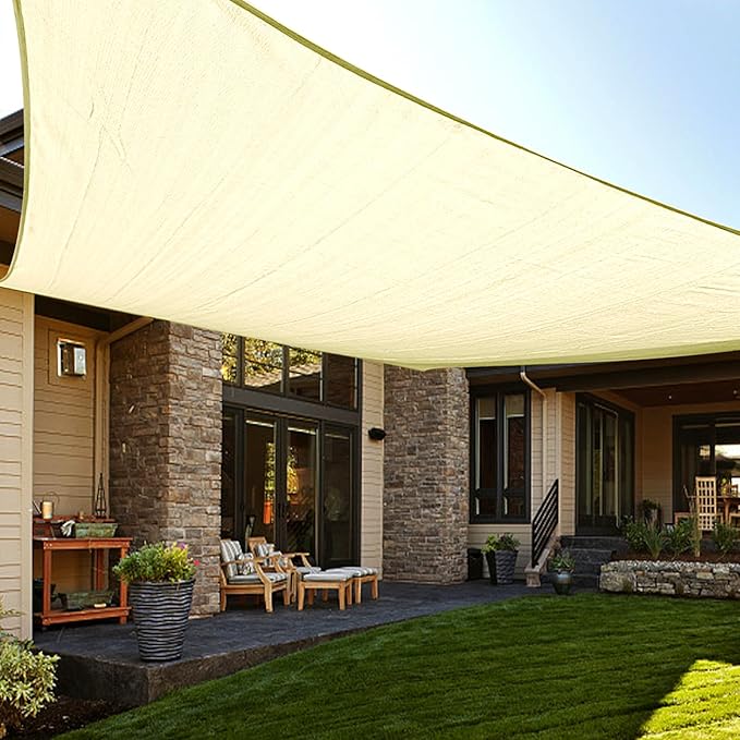 LOVE STORY Custom Size 4'x8' Butter Cream Sun Shade Sail Rectangle UV Block Canopy Patio Sail Sunshades Fabric for Outdoor Garden Carport (We Make Custom Size)