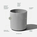 Veradek Demi Series Round Planter for Porch, Patio, Backyard | Durable Plastic-Stone Composite Material | Modern Décor for Tall Plants, Flowers