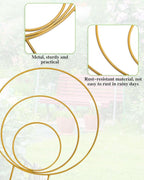 3 Pack Premium Round Plant Trellis Indoor, Small Metal Plant Support Stake for Climbing Plants, Different Sizes Gold Garden Trellis for Ivy and Flowers Outdoor