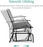 Best Choice Products 2-Person Outdoor Patio Swing Glider Steel Bench Loveseat Rocker for Deck, Porch w/Textilene Fabric, Steel Frame - Gray