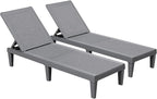 Devoko Outdoor Chaise Lounge Chair Set of 2 for Outside Pool Patio, Adjustable Waterproof Easy Assembly Chaise Lounge Outdoor (Light Grey, Set of 2)