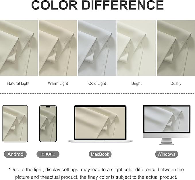 RYB HOME Outdoor Curtains for Patio Waterproof Block Sunlight Thermal Insulated Privacy Assured Thick Outside Curtains for Porch, Gazebo, Pergola, W84" x L95", Beige, 1 Panel