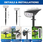 TOBUSA Solar Spot Lights Outdoor Waterproof, RGB Solar Color Changing Lights with 9 Lighting Modes, Multi-Color Solar Powered Landscape Spotlights for Holiday Decorations Yard Garden Pathway, 2-Pack