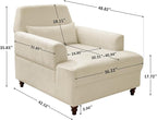 Chaise Lounge Chair Indoor with Adjustable Backrest, Upholstered Mid-Century Reading Chair, Oversized Accent Armchair for Living Room & Bedroom, Comfy Single Sofa Chair, Modern Living Room Chair