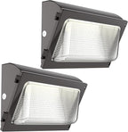 HYPERLITE LED Wall Pack Light 120W 2Packs with Dusk to Dawn Photocell and Glass Lens LED Security Flood Commercial and Industrial Outdoor LED Wall Lights Out Door for House Warehouses UL Listed