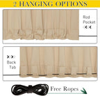 NICETOWN 2 Panels Outdoor Curtains for Patio Waterproof & Windproof, Thermal Insulated Top & Bottom Grommet & Back Tab Light Block Outdoor Drapes with Bouns Rope for Fixed, Biscotti Beige, W66 x L84