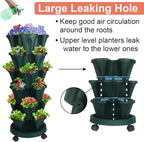 GameXcel Vertical Planter, 6 Tier Stackable Strawberry Planter with Garden Tool Set, Movable Indoor/Outdoor Garden Herb Pot for Growing Vegetables and Succulents, Green