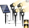 Solar Spotlights Outdoor Waterproof, Warm White Landscape Spotlights, Decorative Solar Spot Lighting for Garden, Yard, Pathway, Lawn, Poolside, Party, 4-in-1 Mounted (Warm White, 1 Pack)