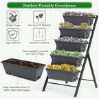 Giantex Vertical Raised Garden Bed, Elevated Planter Raised Beds with Water Drainage, Freestanding 5 Container Boxes for Vegetables and Flowers Growing, Outdoor Indoor Patio Balcony