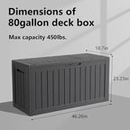 EasyUp 80 Gallon Resin Deck Box Storage Outdoor Waterproof Boxes Lockable UV Resistant Container for Patio Furniture Cushions Pool Supplies Garden Tool, Equipment Outside Storage Delivery, Black