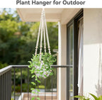 USLAI Macrame Plant Hanger Indoor Outdoor, Fits 4 to 15 Inch Pots, Strong Hanging Planter Holder, Boho Home Decor, 35 Inch, Ivory, Set of 2 (POTS NOT Included)
