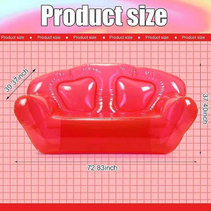 Lounge Chair Inflatable Sofa, Red Double Seat for Indoor and Outdoor Use