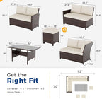 Wisteria Lane 7 Piece Patio Furniture Set, High Curved Back Wicker Patio Sectional, All Weather Outdoor Dining Set, Outdoor Furniture Patio Conversation Set with Ottoman, Brown
