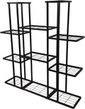 MTB Garden 4 Tier 11 Potted Metal Large Plant Stand for Indoor Outdoor Flower Pot Display Planter Shelf, Charcoal Grey