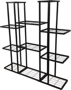 MTB Garden 4 Tier 11 Potted Metal Large Plant Stand for Indoor Outdoor Flower Pot Display Planter Shelf, Charcoal Grey
