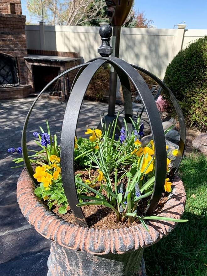 Trellises - Black Metal Garden Obelisk Set of 2, 18 x 22 Inches