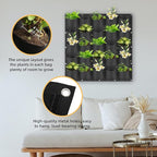 Hanging Planting Grow Bags, 25 Pockets Hanging Vertical Wall Planter Wall Mounted Grow Bag Outdoor Indoor Gardening Vertical Greening Flower Container, Planting Bags Storage Bags(1.0 m × 1.0 m, Black)