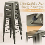 Furmax 30 Inch Metal Bar Stools Set of 4, Counter Height Backless Stools, Industrial Bar Chairs Patio Stool Stackable Backless Stool for Kitchen/Dining Room/Bistro/Patio Indoor Outdoor (Gun)