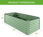 Best Choice Products 8x4x2ft Outdoor Metal Raised Garden Bed, Deep Root Planter Box for Vegetables, Herbs & Flowers, 478-Gallon Capacity, 100% Non Toxic Materials - Sage Green