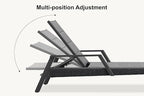 PURPLE LEAF 3-Piece Patio Chaise Lounge Set with Market Umbrella Adjustable Outdoor Recliners for Pool, Patio and Garden Moon Basalt
