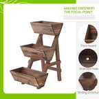 3-Tiers Wooden Raised Garden Bed Tiered Planter Box Flower Pots Vertical Garden Planter Wood Plant Stand Planter Kit for Vegetables Flowers Herbs for Patio Balcony Freestanding (Carbonized S)