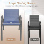 TLSUNNY Patio Chairs, Stackable Textilene Outdoor Dining Furniture for All Weather, with 17.7″ Wide Seat & Metal Frame, for Garden, Backyard, Deck, Restaurant, Poolside (6, Navy Blue, 26.4″)