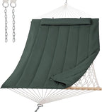SUNCREAT Hammocks Replacement Hammock for Stand, 475 lbs Capacity, Two Person Backyard Hammock with Pad for Outside, Green Gray