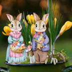 Fairy Garden Stake Decor, Acrylic 2D Garden Fairy Decoration, Fairy Garden Accessories for Outdoor Indoor Yard Lawn Pot Plants (Flower Picking Rabbit)