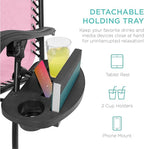 Best Choice Products Set of 2 Adjustable Steel Mesh Zero Gravity Lounge Chair Recliners w/Pillows and Cup Holder Trays - Bubblegum Pink/Black